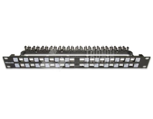 24-Port 1HE Patchpanel, geschirmt schwarz, Leerpanel für Keystone Modul 19