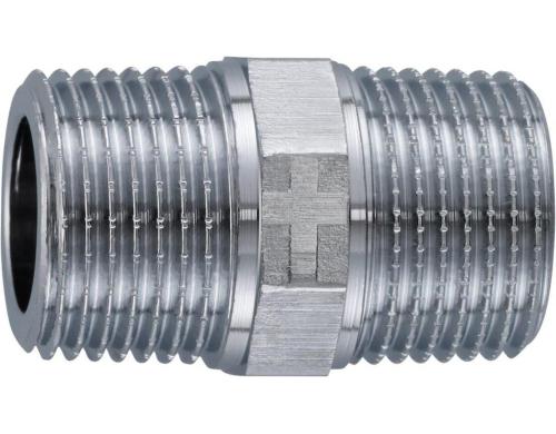 mateu Doppelnippel konisch ISO 7/1 Rotguss verchromt