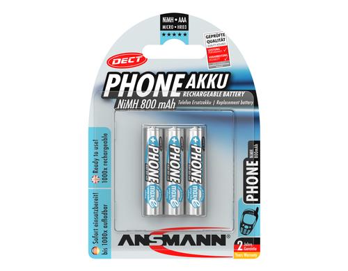 Ansmann Akku AAA NIMH 800 3er 800 mAh, 1.2V, maxE Technologie, 3er