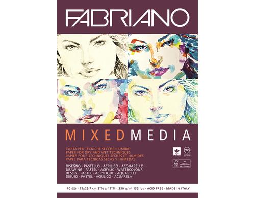 Fabriano Künstlerpapier Mixed Media A4 250g/m2, 40 Bl, natürliche Körnung