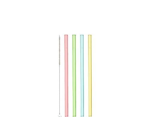 Leonardo Glas Strohalm 4er Set Ciao 23cm 4er Set, 20cm inkl Reinigungsbürste, bunt