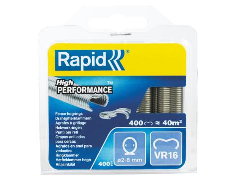 Rapid VR16 Zaun-Ringklammern 400 St. Galvanisiert, Blister