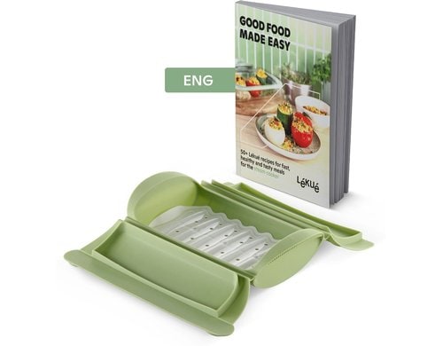 Lékué Dampfgarer mit Ablage 2 Portionen und Kochbuch, Englisch