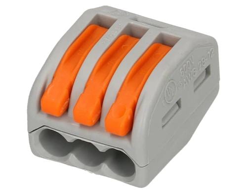 Wago Verbindungsklemme 3-fach 3L 0.14-4 mm2 32 A, grau, 8 Stück