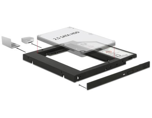Delock Einbaurahmen für 1 x 2.5HDD/SDD passend für Slim 5.25 DVD-Slot