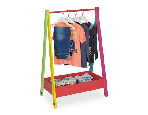 relaxdays Kleiderständer für Kinder MDF, Kiefernholz, China, Bunt