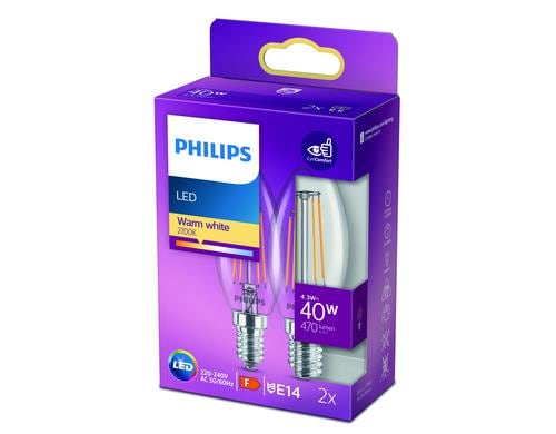 Philips LED Lampe 4.3W (40W) E14, B35, 470lm, 2700K, klar