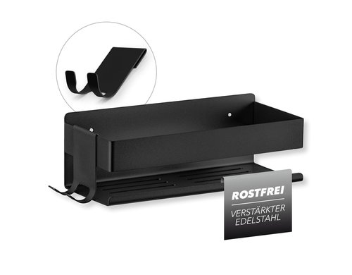 Benkstein Einzel Duschorganizer schwarz Duschregal mit Duschkorb