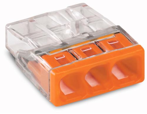 Wago Steckklemme Contact COMPACT 3-fach 3L 0.5-2.5mm2 24A, orange, 100 Stück