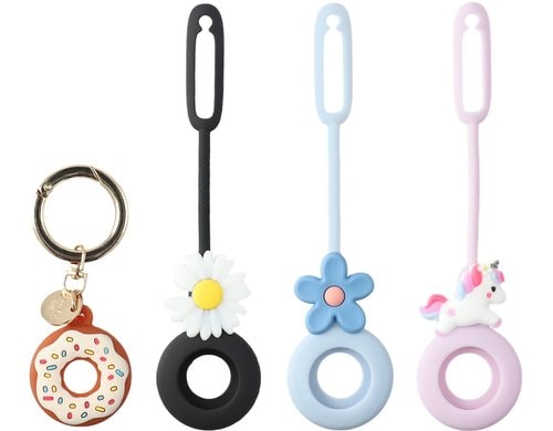 4SMARTS AirTag Case Silikon donut, schwarz, blau, einhorn