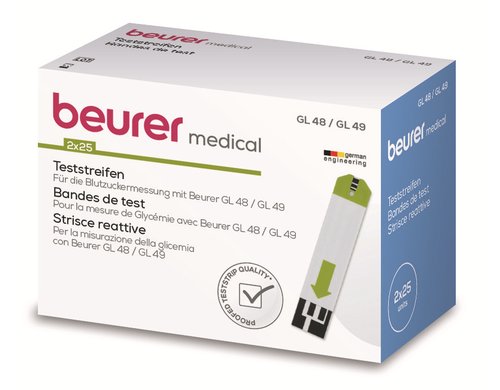 Beurer Teststreifen für Blutzuckermessgerät zu Blutzuckermessgerät GL 48/49