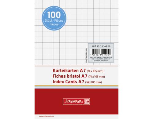 Brunnen Karteikarten A7 kariert 100 Stück, weiss