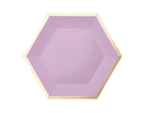 Rico Design Pappteller Sechseck16X13,5CM flieder/gold, 10 Stück, 275 g/m²