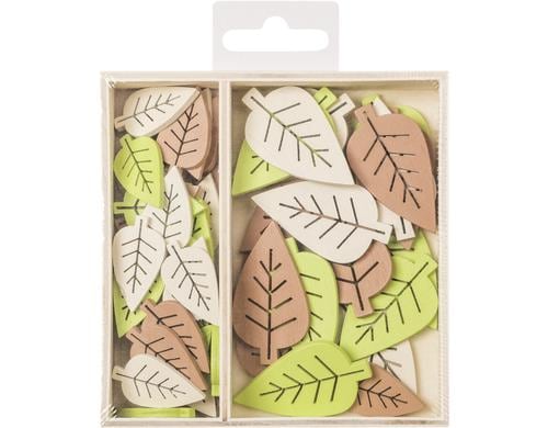 Heyda Streudeko Blätter 54 Stück, Holz, 3 cm und 4.5 cm