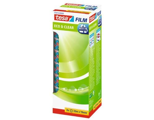 Tesa Klebeband Eco&Clear 19 mm x 33 m, 8 Rollen