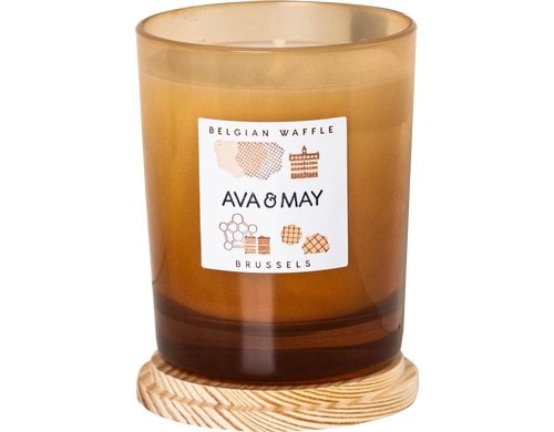 AVA & MAY Duftkerze Belgian Waffle,180 g 8x8x10 cm, 100% Sojawachs, 40h Brenndauer