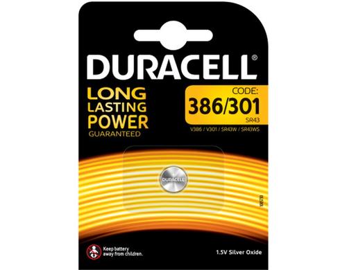 DURACELL Knopfbatterie Specialty 386/301 1.5 Volt, 1 Stück, V386,V301,SR43W,SR4WS