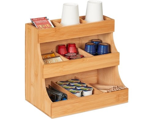 relaxdays Kaffee-Organizer Bambus, 9 Fächer