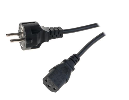 Netzkabel International Schuko gerade - C13 1.0 m, schwarz, 3x 0.75mm2 H05VV-F 3G