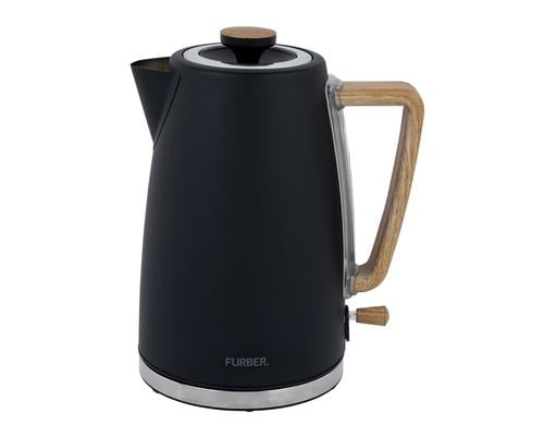 FURBER Wasserkocher Schwarz/Holz 1.7L, 1850-2200W, Schwarz/Holz