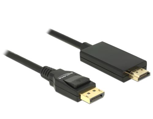 Delock DisplayPort - HDMI Kabel, 1m Schwarz, Auflösung 3840x2160@30 Hz, passiv