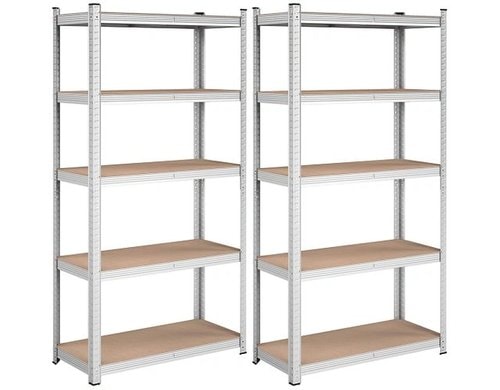 Songmics Lagerregal Silber, 2er Set 5 Ablagen, Tragkraft pro Regal: 175 kg