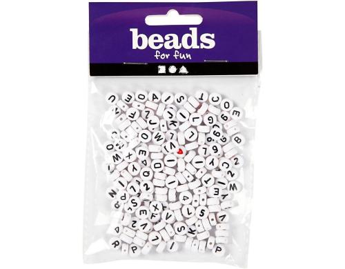 Creativ Company Buchstabenperlen weiss, 7 mm, L-Grösse: 1.2 mm, 200 Stück