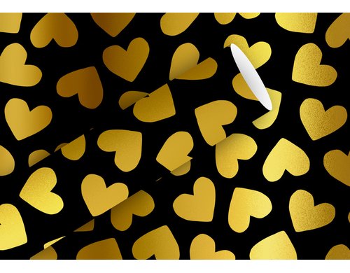 B+C Geschenkpapier 1,5mx70cm 83 gm2, Herzen schwarz