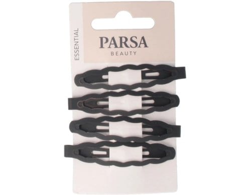PARSA Haarclips gewellt, matt, schwarz 4 Stk.