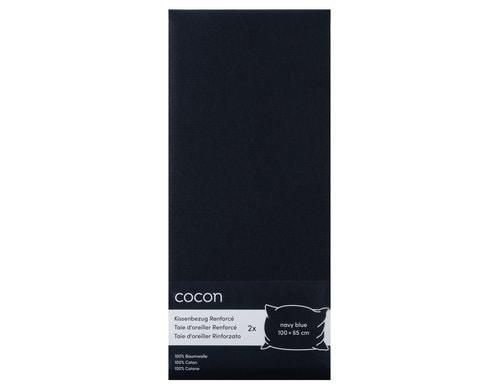 COCON Kissenbezug Renforcé 2 Stk., 100x65 cm, dunkelblau