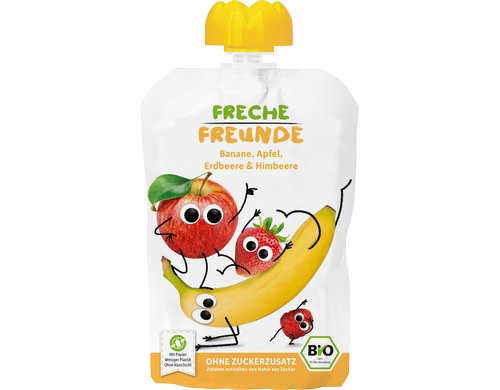 Freche Freunde Quetschie Banane, Apfel, Erdbeere & Himbeere / 100g