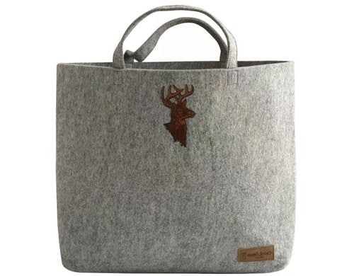 eskimo Einkaufstasche Shopper Hirsch Hellgrau, 50x38x12 cm, 100% Polyester