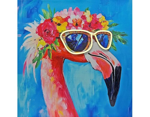 Dameco LED Wandbild Pop Art Flamingo inkl. LED ww, exkl. 3x AA, 3x40x40cm