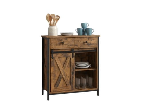 relaxdays Sideboard mit Schiebetür MDF, China, Braun