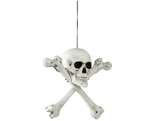 Dekomat Totenkopf zum Hängen Weiss-Grau, 37x37x18 cm, Kunststoff