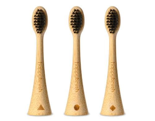 happybrush Aufsteckbürste Bambus 3 Stück, für Schallzahnbürste V3