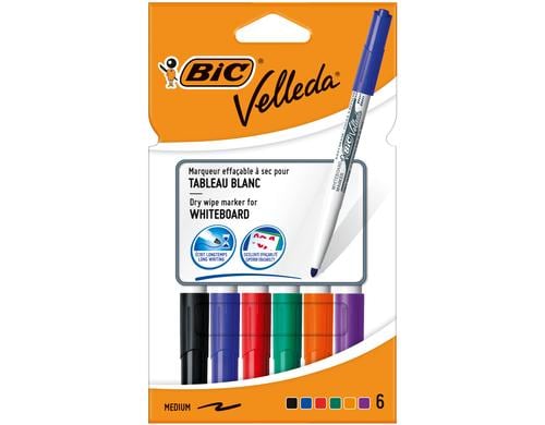Bic Velleda 1741 Whiteboard Marker Assortiert, 6er Pack, 1.4 mm