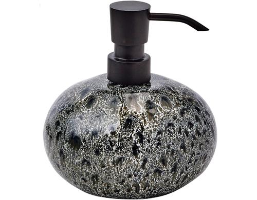 Aquanova Seifenspender Ugo, Schwarz 13x10x14 cm, Steingut, Edelstahl