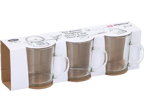 Alpina Teetasse 200ml, 6 Stück Glas, 7x30x8.5 cm, mit Henkel