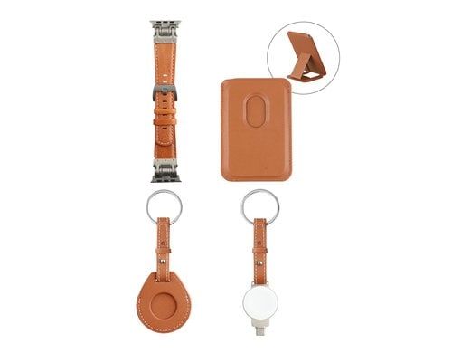 4smarts Style Zubehör-Set, 4-teilig Apple kompatibel, Cognac