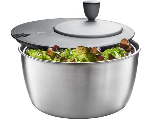 GEFU Salatschleuder ROTARE Edelstahl, 3 Liter, D:25 cm, H: 17.9 cm