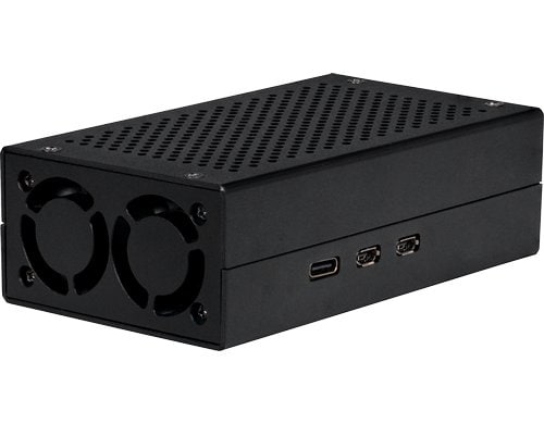 jOY-it Aluminiumgehäuse RB-AlucaseP5-M2 M2-Hat für Pi 5, schwarz,108x61x34mm