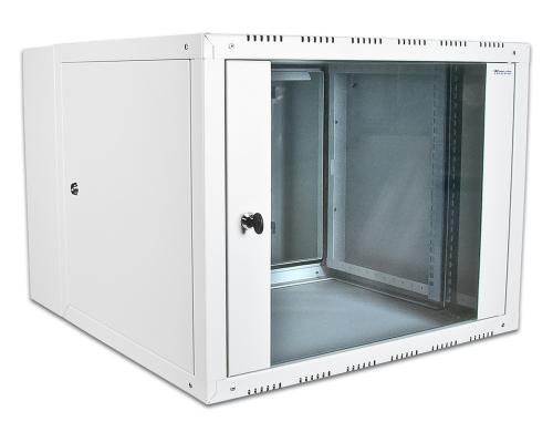 WIREWIN 19 Wandschrank, 12HE 2-teilig, grau, mit abnehmbaren Türen