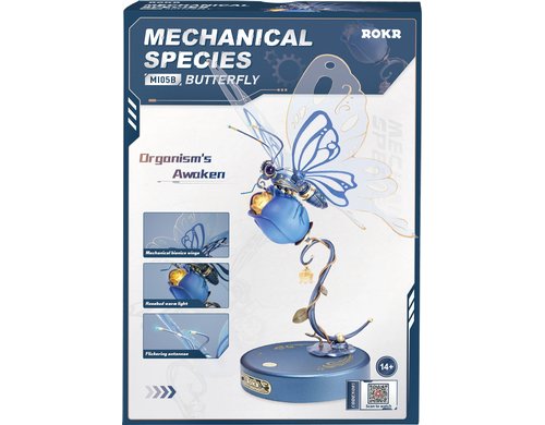 ROKR Mechanischer Rosa Schmetterling Mechanisches Modell mit LED-Effekten