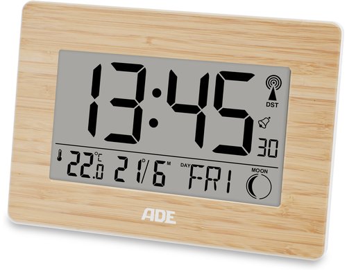 ADE, Digitale DCF-Funkuhr mit XXL-Ziffern B CK1702 HH, bambus/weiss