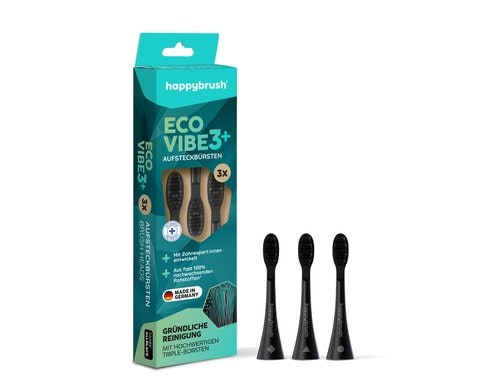 happybrush Aufsteckbürsten V3+ 3 Stk. Schall V3+, All Black