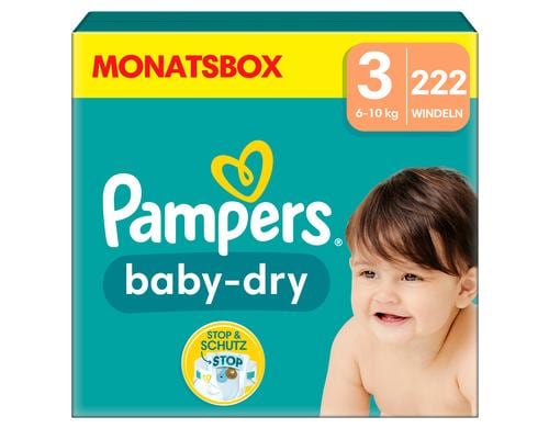 Pampers Baby Dry Gr.3 Midi 6-10kg MonatsBox / 222 Stück