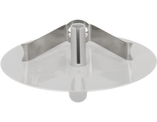 Max Hauri Deckenrosette rund flach grau Federbügel, Kabeleinführung steckbar