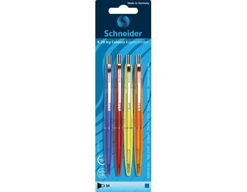 Schneider Kugelschreiber K20 ICY Blister mit 4 Stk. assortiert