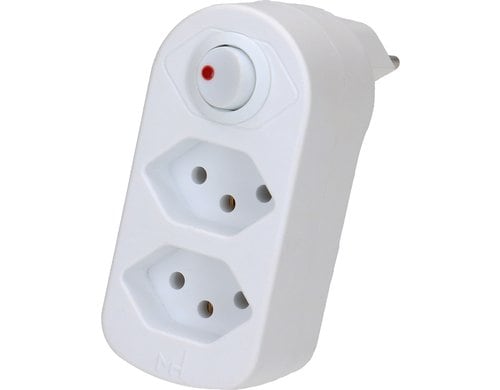 Abzweigstecker ADAPT 2xT13, drehbar mit Schalter,320°, weiss, Green+Fair